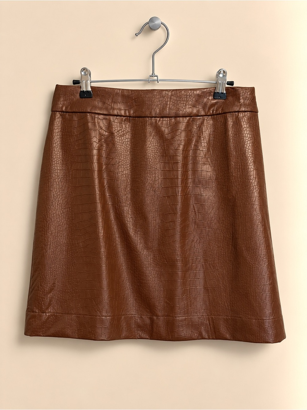 J.Crew Brown Croc Embossed Faux Leather Mini Skirt Size 10 Like New